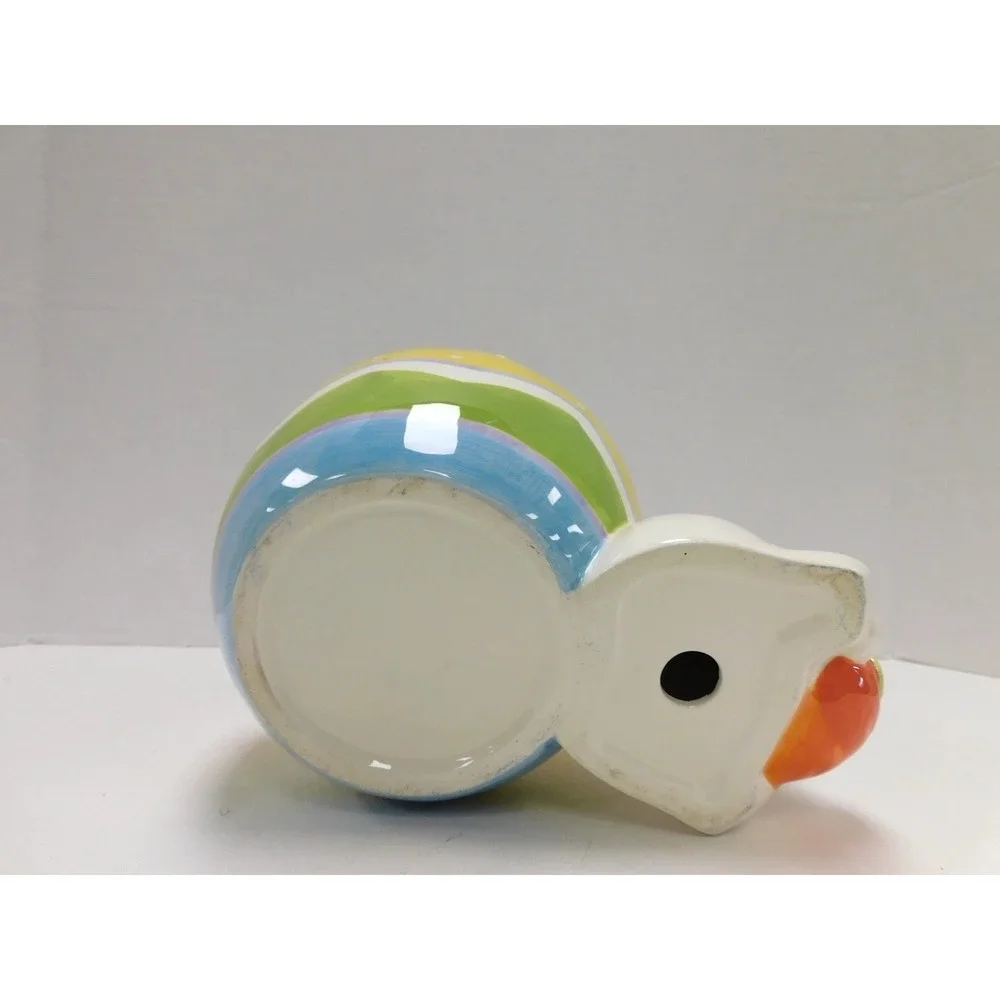 Ceramic Easter Bunny Candy Dish Cracked Egg Figurine Carrot Pastel Bowl DW89